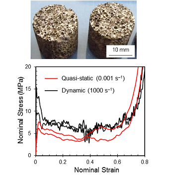 Dynamic stress-strain curves of magnesium foams.