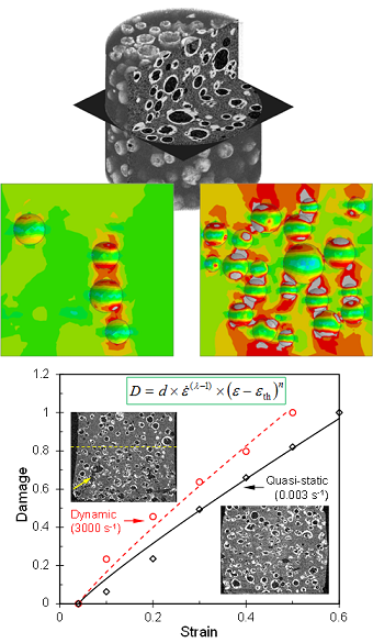Stress distribution, and 3D failure (dynamic versus quasi-static) in cenosphere epoxy syntactic foams.